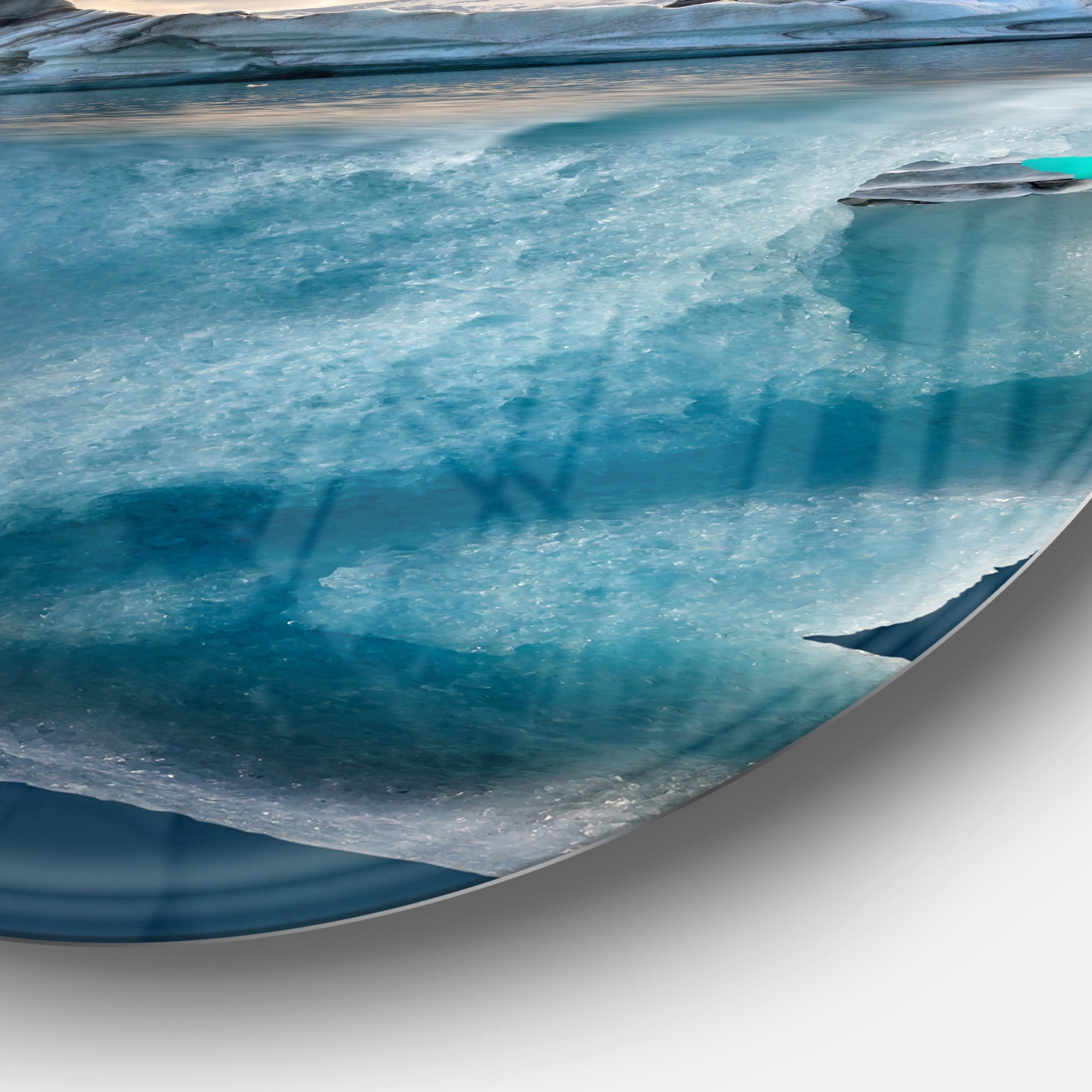 Large Iceberg in Sea' Seascape Photography Circle Metal Wall Art