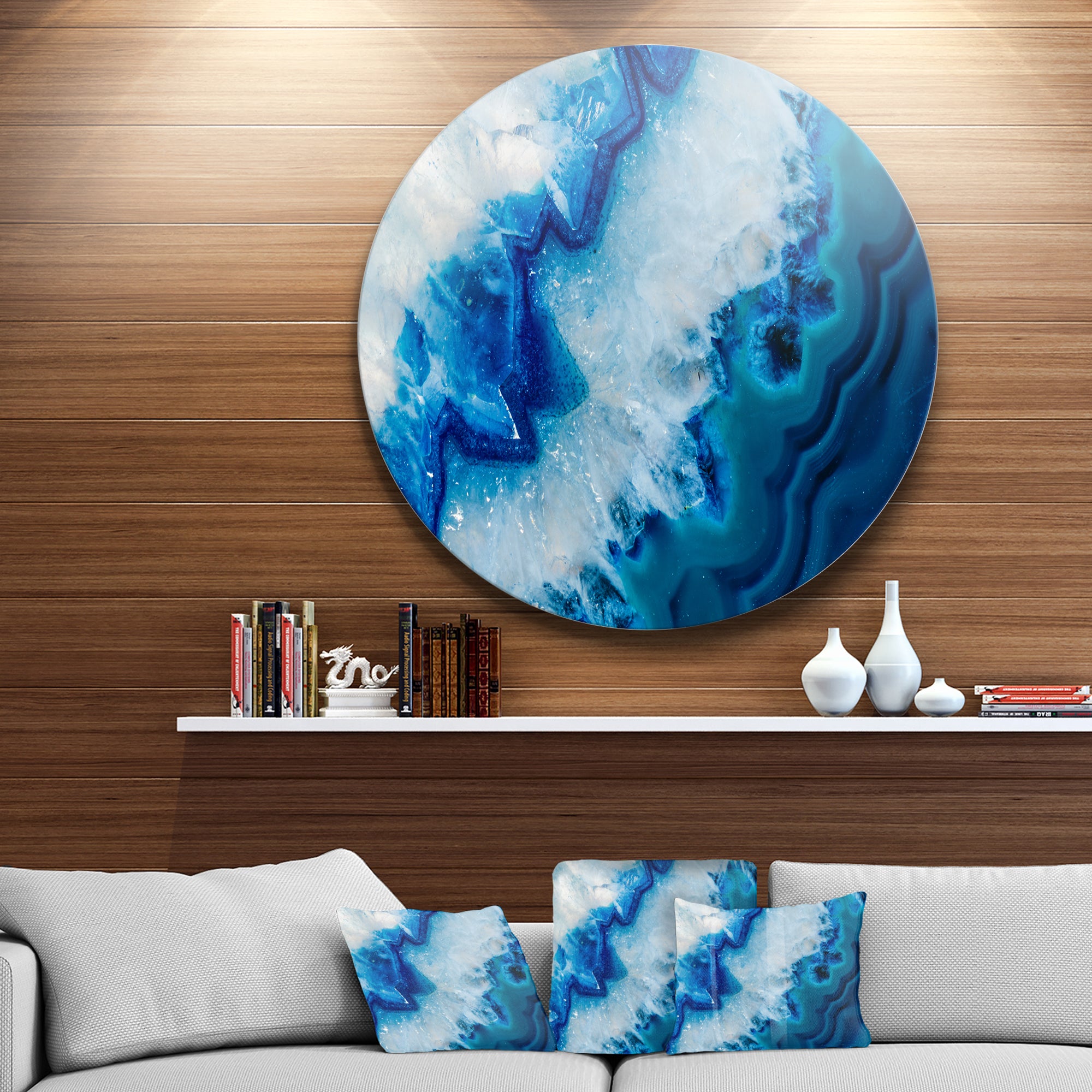 Geode Slice Macro' Abstract Circle Metal Wall Art