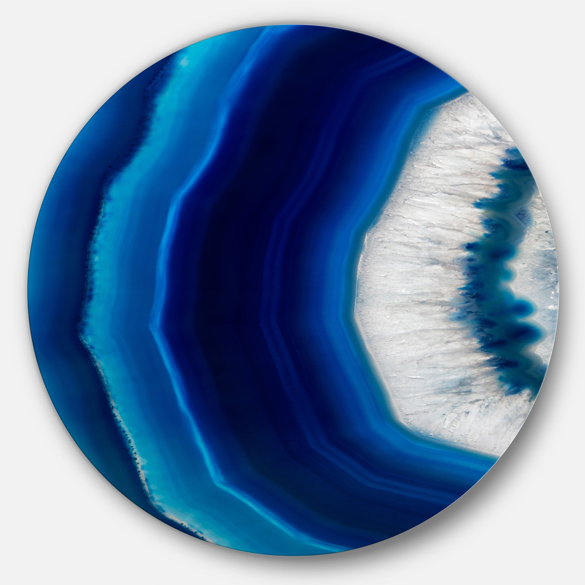 Blue Agate Crystal' Abstract Circle Metal Wall Art