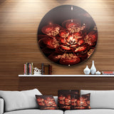 Red Flowers in Fractal Pattern' Floral Circle Metal Wall Art