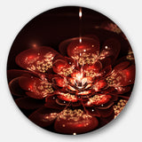 Red Flowers in Fractal Pattern' Floral Circle Metal Wall Art