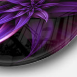 Fractal Flower Purple' Floral Circle Metal Wall Art