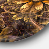 Fractal Dark Yellow Flower' Floral Circle Metal Wall Art
