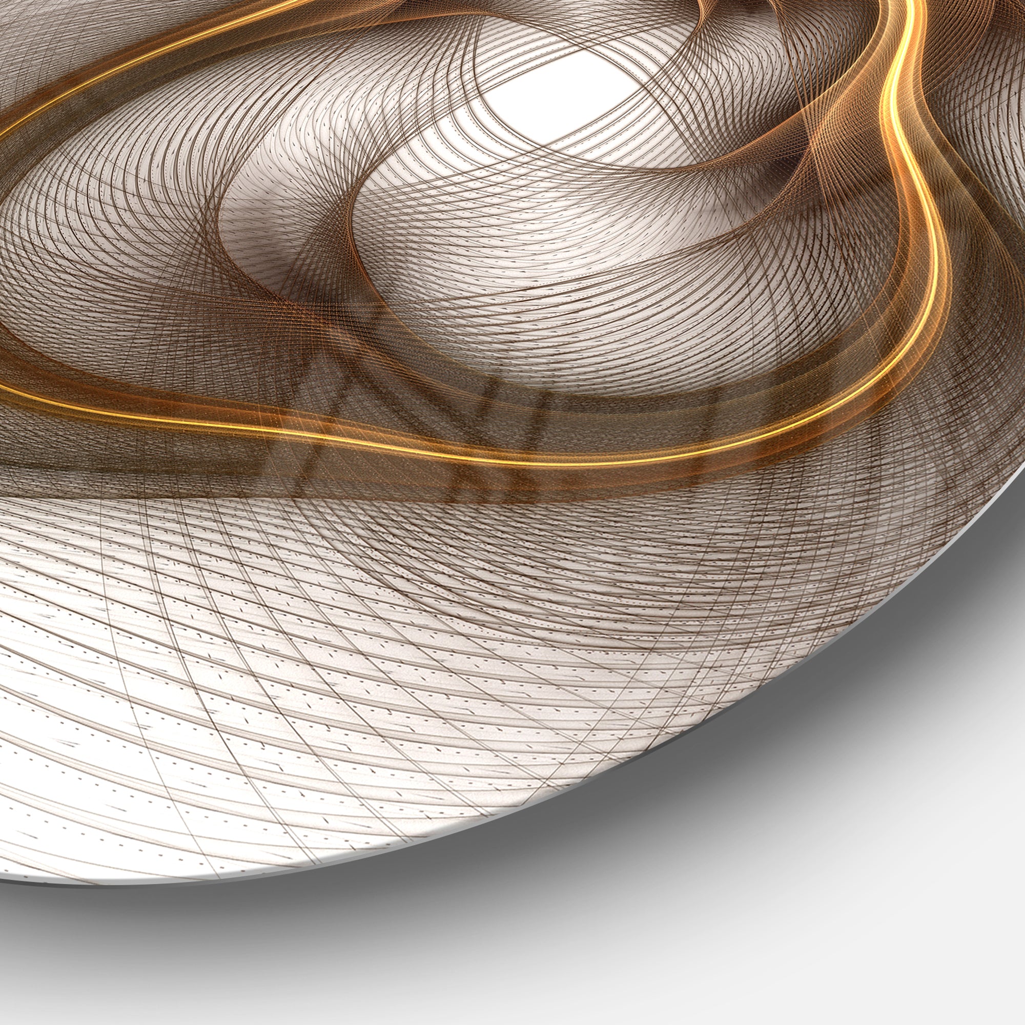 Brown Abstract Fractal Flower' Floral Circle Metal Wall Art
