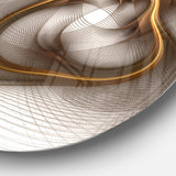 Brown Abstract Fractal Flower' Floral Circle Metal Wall Art