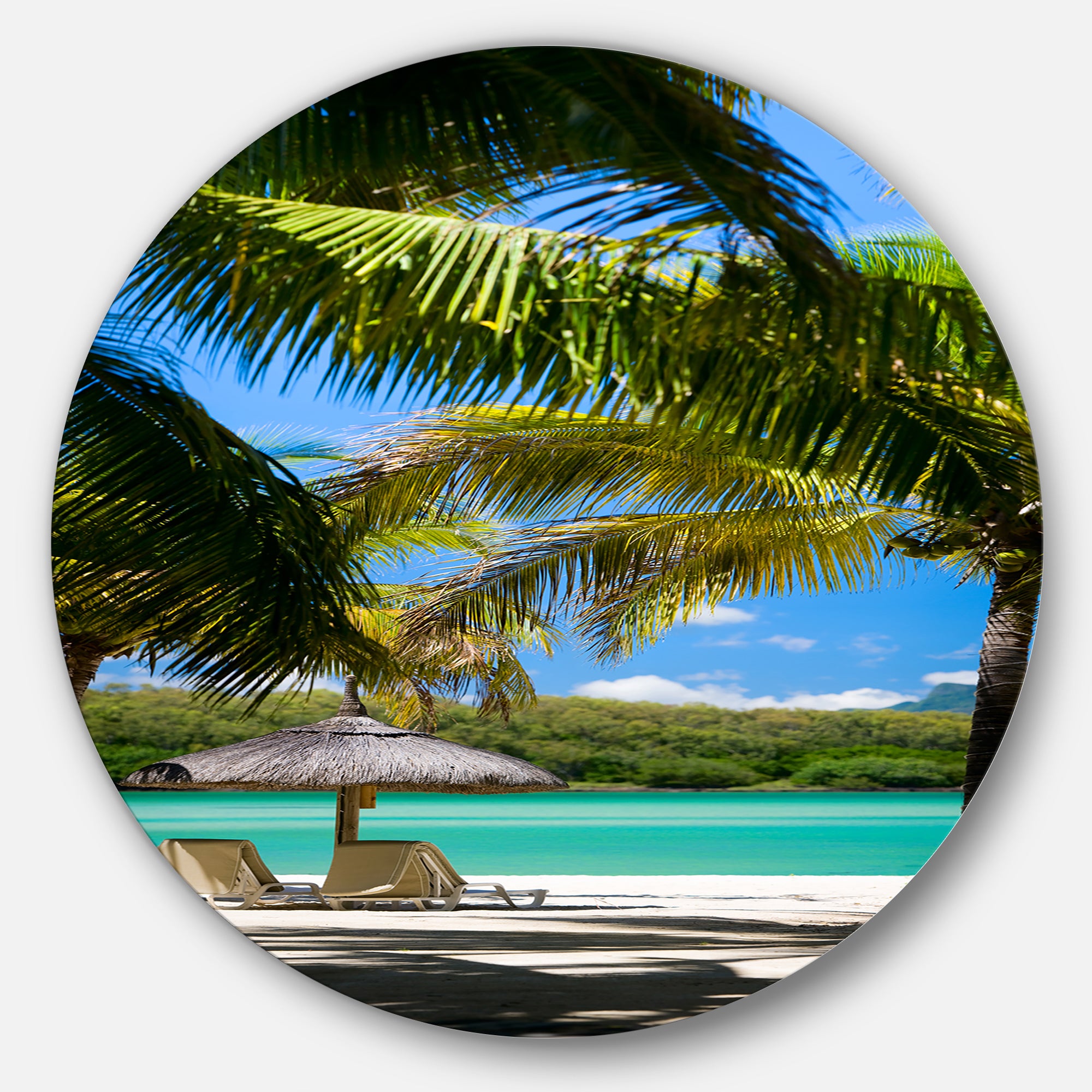 Tropical Paradise' Beach Photography Circle Metal Wall Art