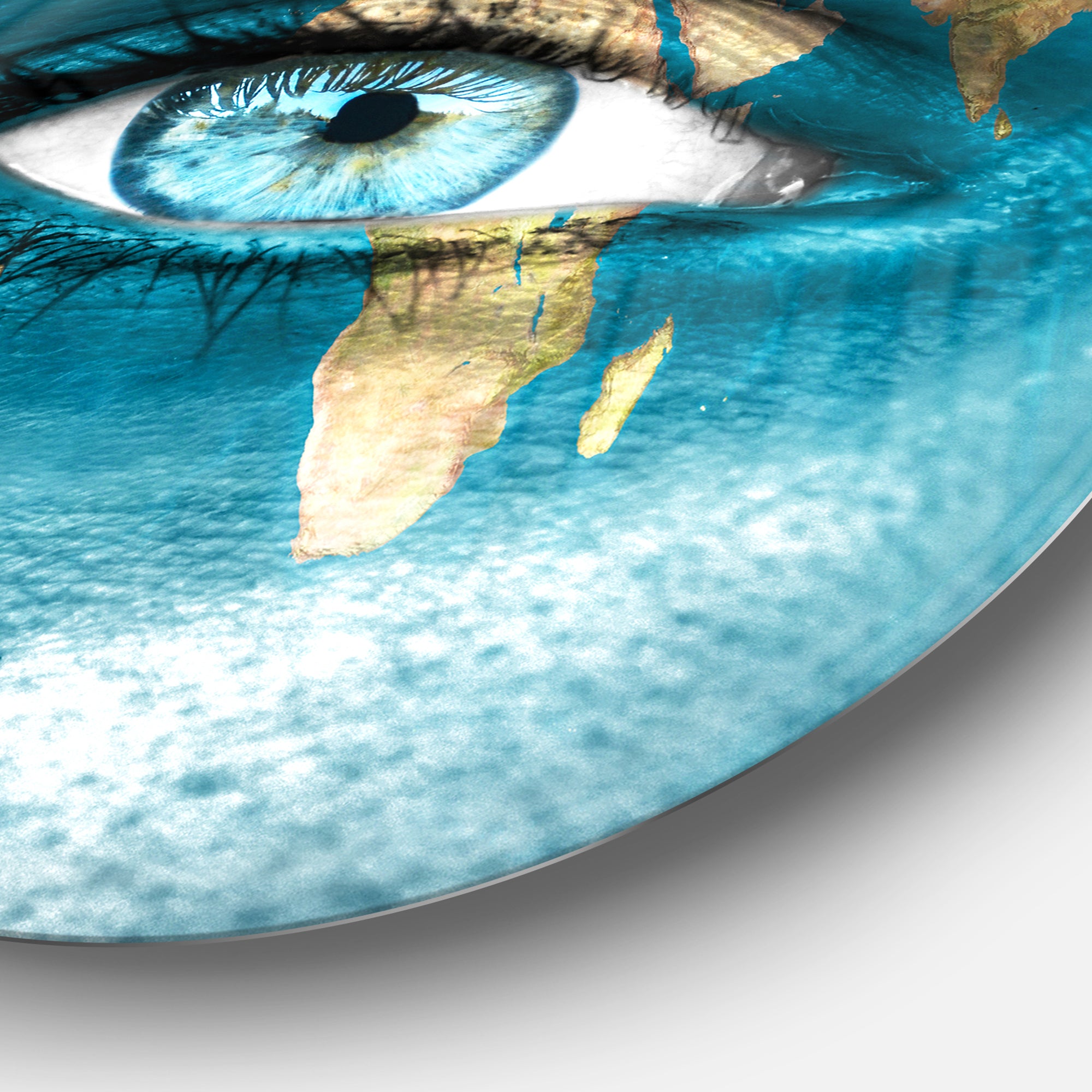 Planet Earth and Blue Eye' Abstract Circle Metal Wall Art