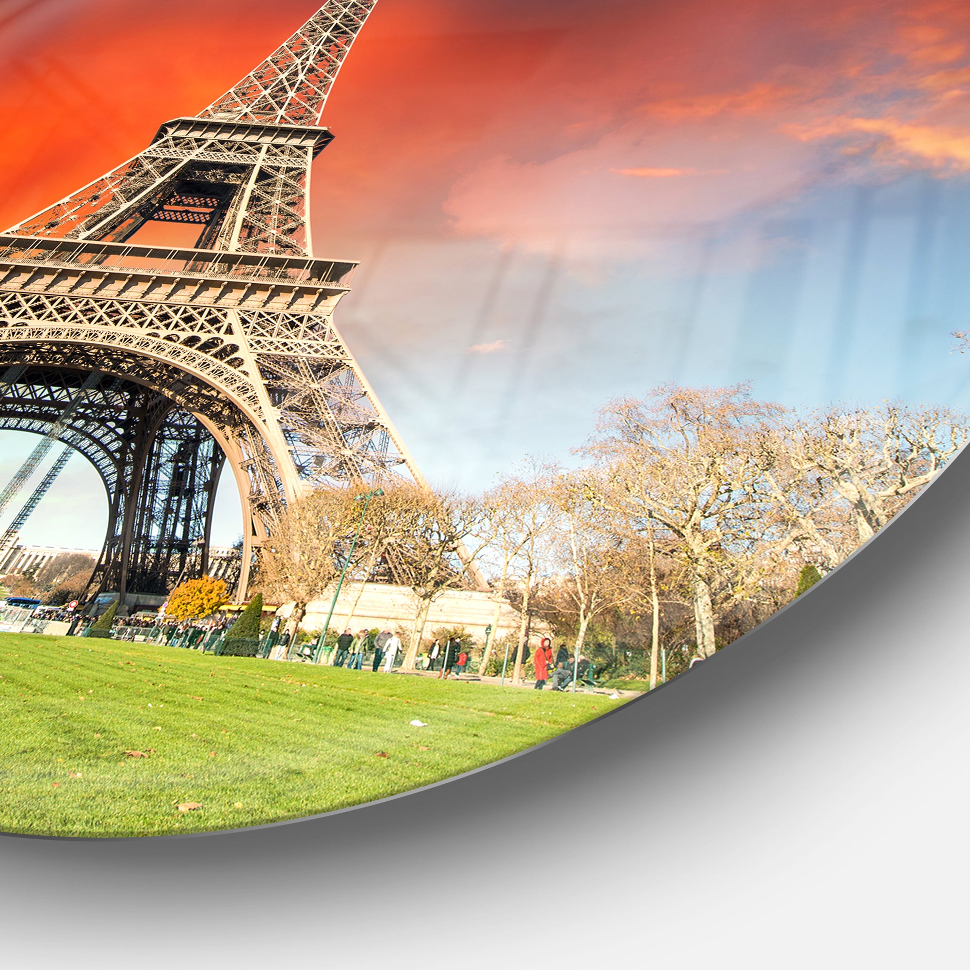 Paris Eiffel TowerUnder Colorful Sky' Landscape Photo Circle Metal Wall Art