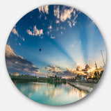 Moving Clouds Over Lake' Landscape Photo Circle Metal Wall Art
