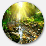 Mountain Stream in Forest' Landscape Photography Circle Metal Wall Art