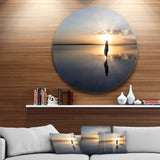 Man Alone in Summer' Landscape Photo Circle Metal Wall Art