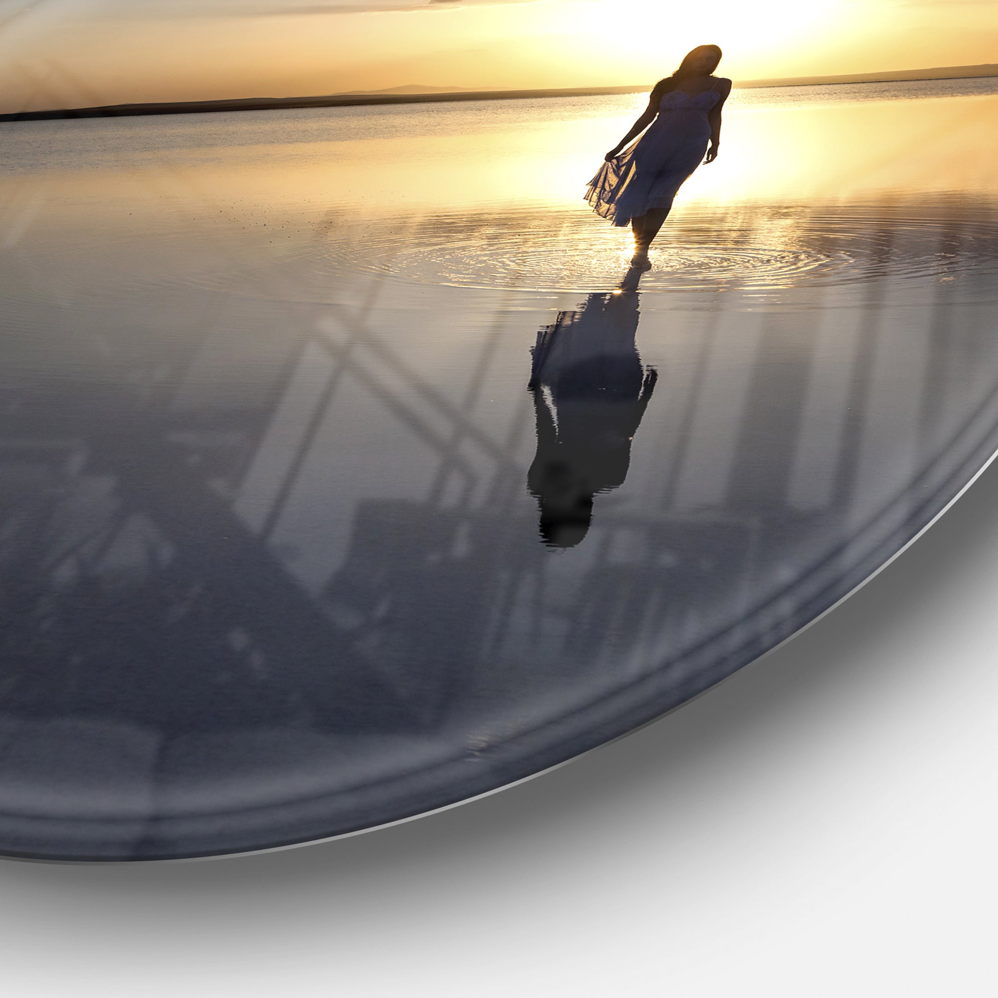 Man Alone in Summer' Landscape Photo Circle Metal Wall Art