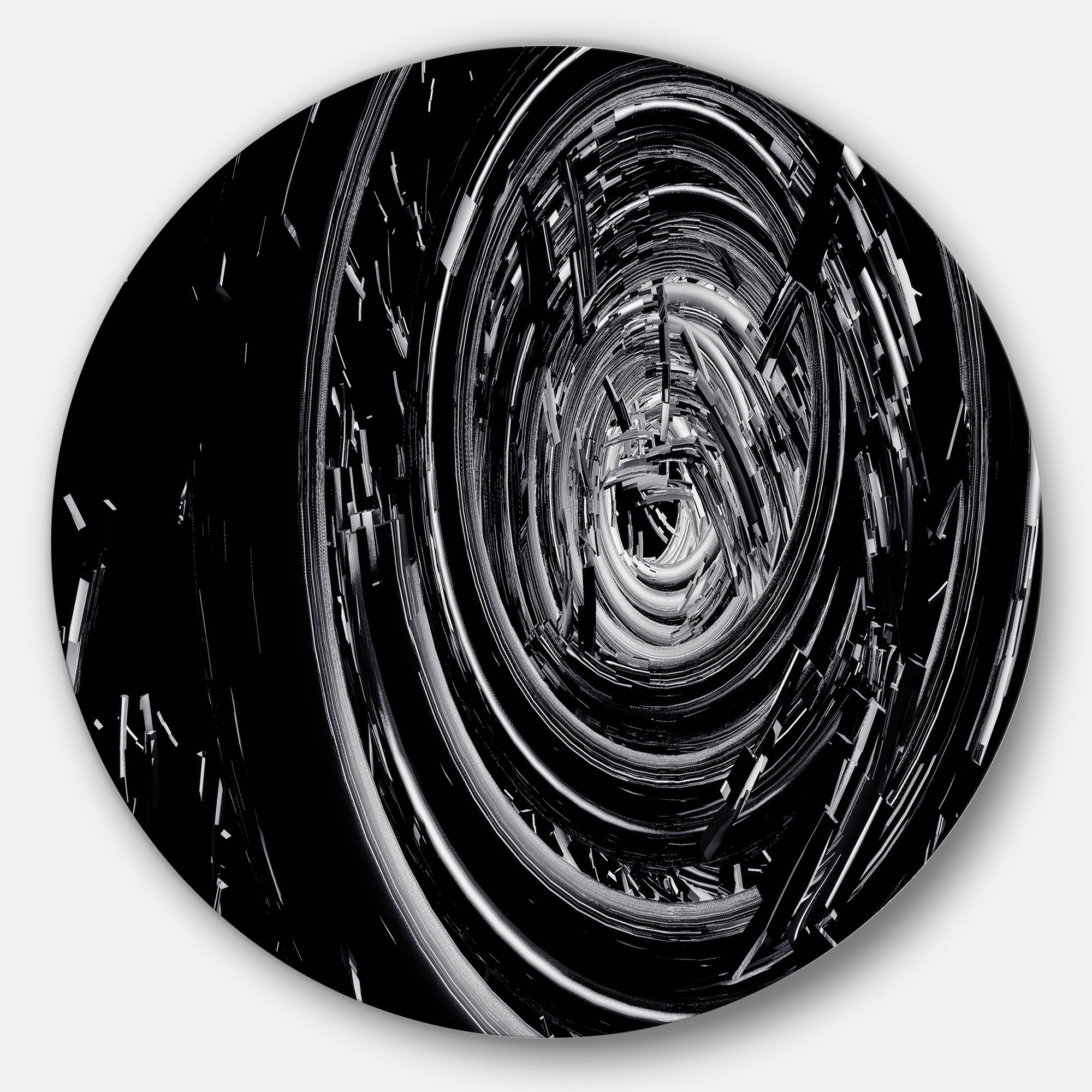 Fractal 3D Black Whirlwind' Abstract Circle Metal Wall Art