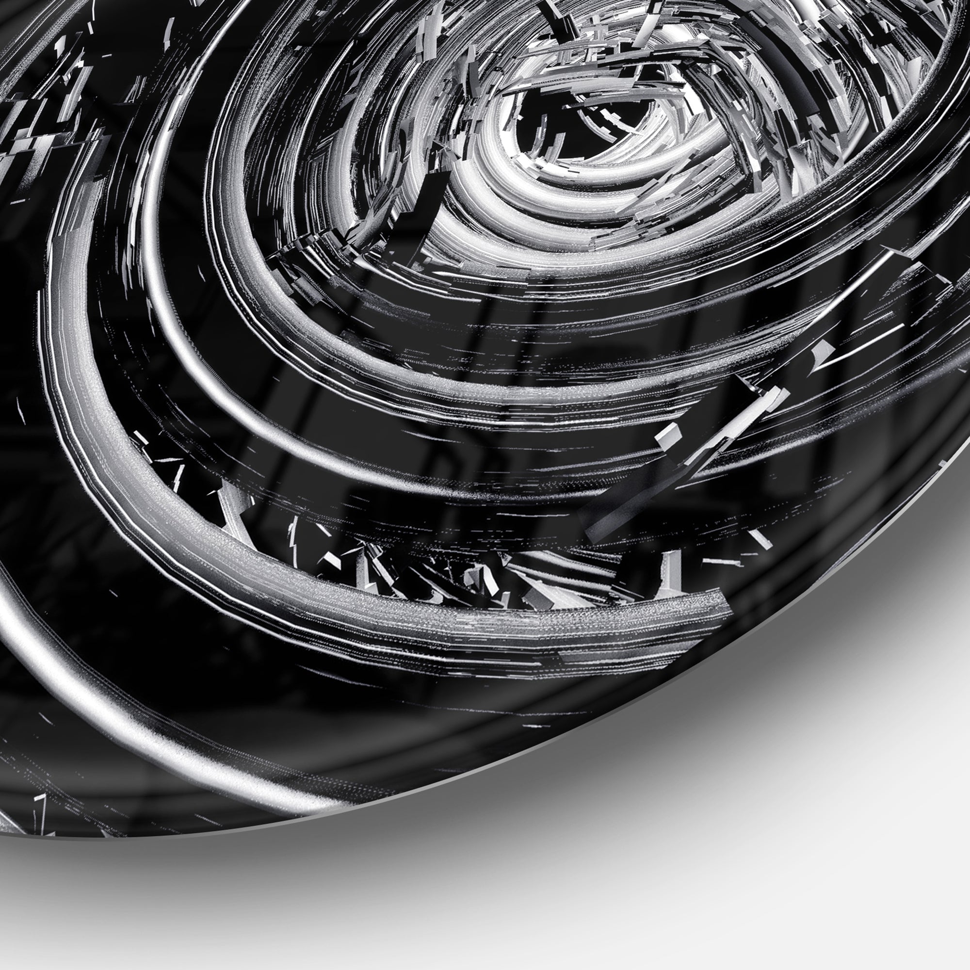 Fractal 3D Black Whirlwind' Abstract Circle Metal Wall Art