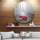 Eiffel View from Paris Street' Cityscape Photo Circle Metal Wall Art