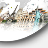 Famous Monuments Across World' Circle Metal Wall Art
