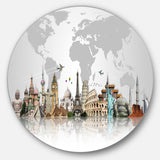 Famous Monuments Across World' Circle Metal Wall Art