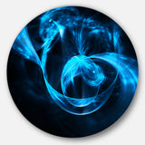 Fractal 3D Circled Blue Waves' Abstract Circle Metal Wall Art