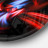 Fractal Red Connected Stripes' Abstract Circle Metal Wall Art