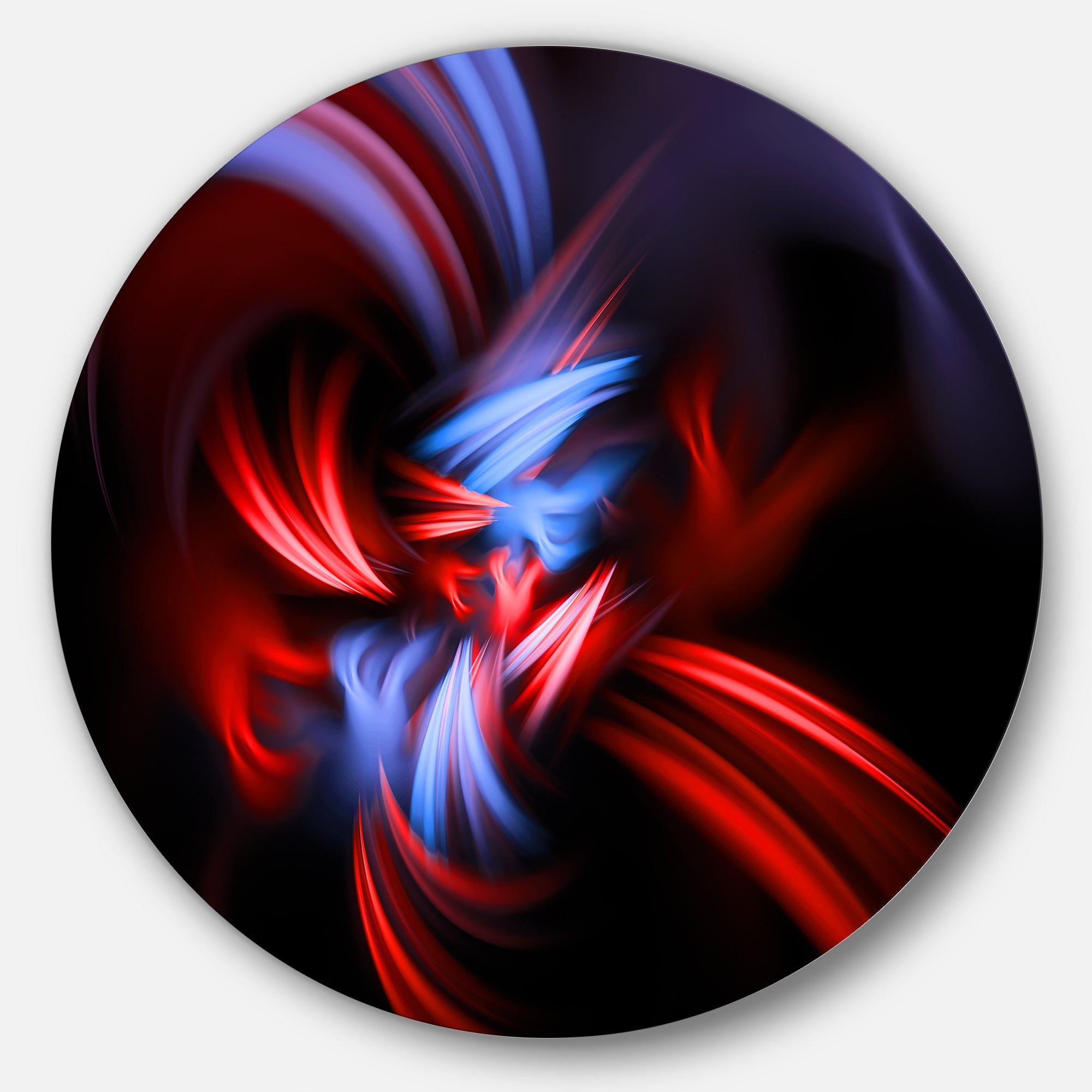Fractal Red Connected Stripes' Abstract Circle Metal Wall Art