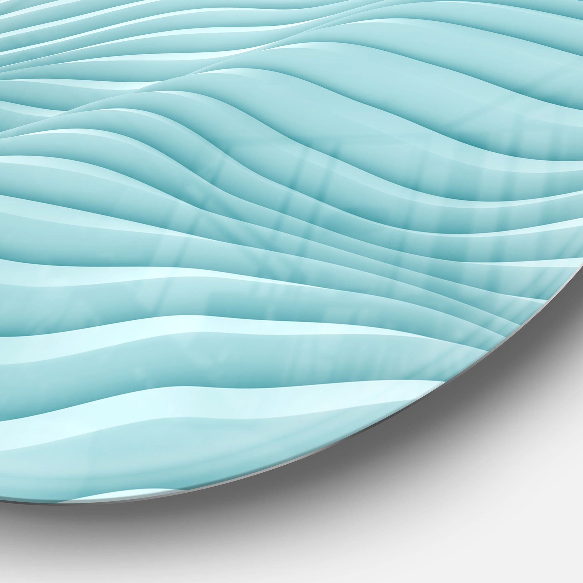 Fractal Rippled Blue 3D Waves' Abstract Circle Metal Wall Art
