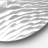 Fractal Curved White 3D Waves' Abstract Circle Metal Wall Art