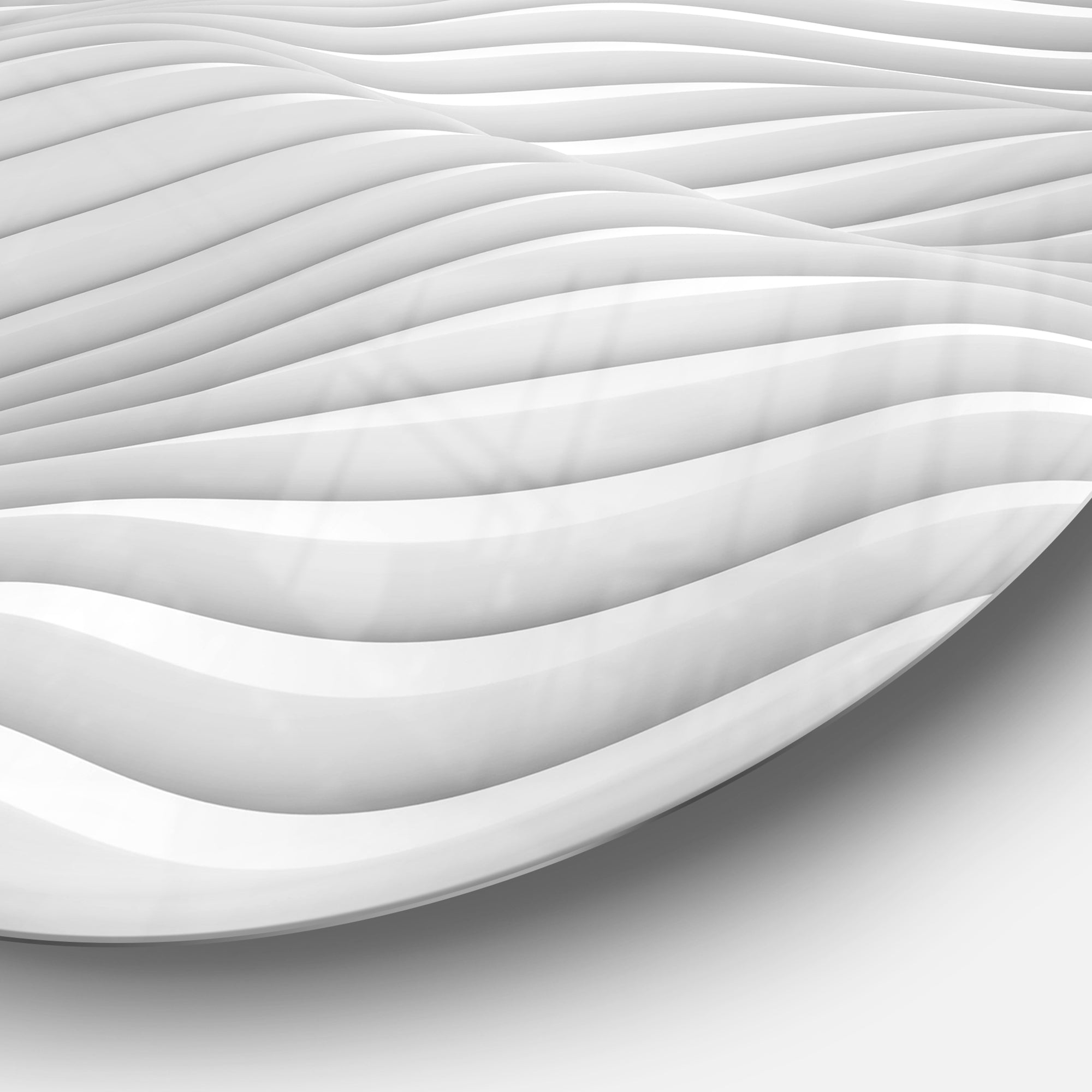 Fractal Rippled White 3D Waves' Abstract Circle Metal Wall Art