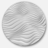 Fractal Rippled White 3D Waves' Abstract Circle Metal Wall Art