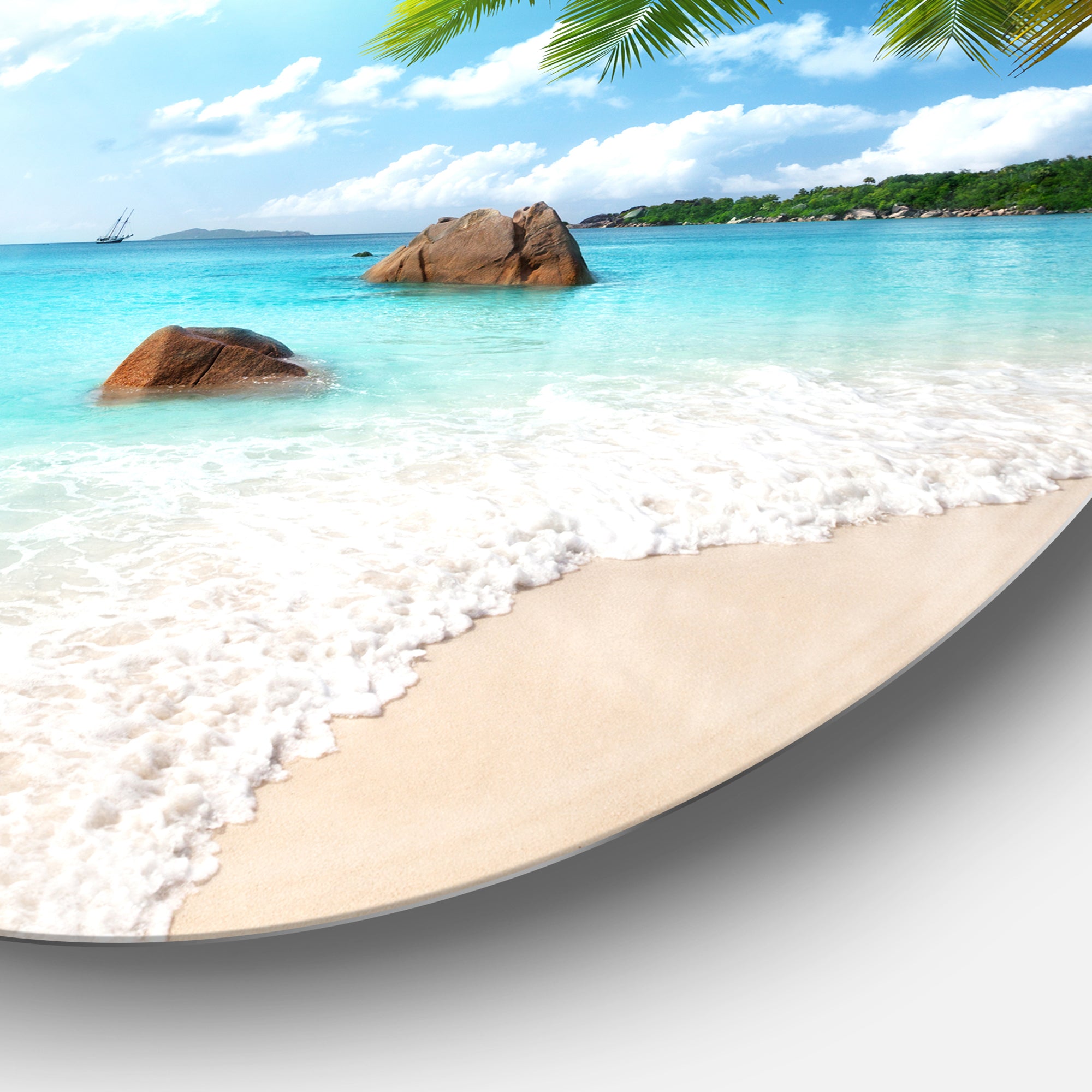 Praslin Island Seychelles Beach' Seashore Photo Circle Metal Wall Art