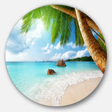Praslin Island Seychelles Beach' Seashore Photo Circle Metal Wall Art