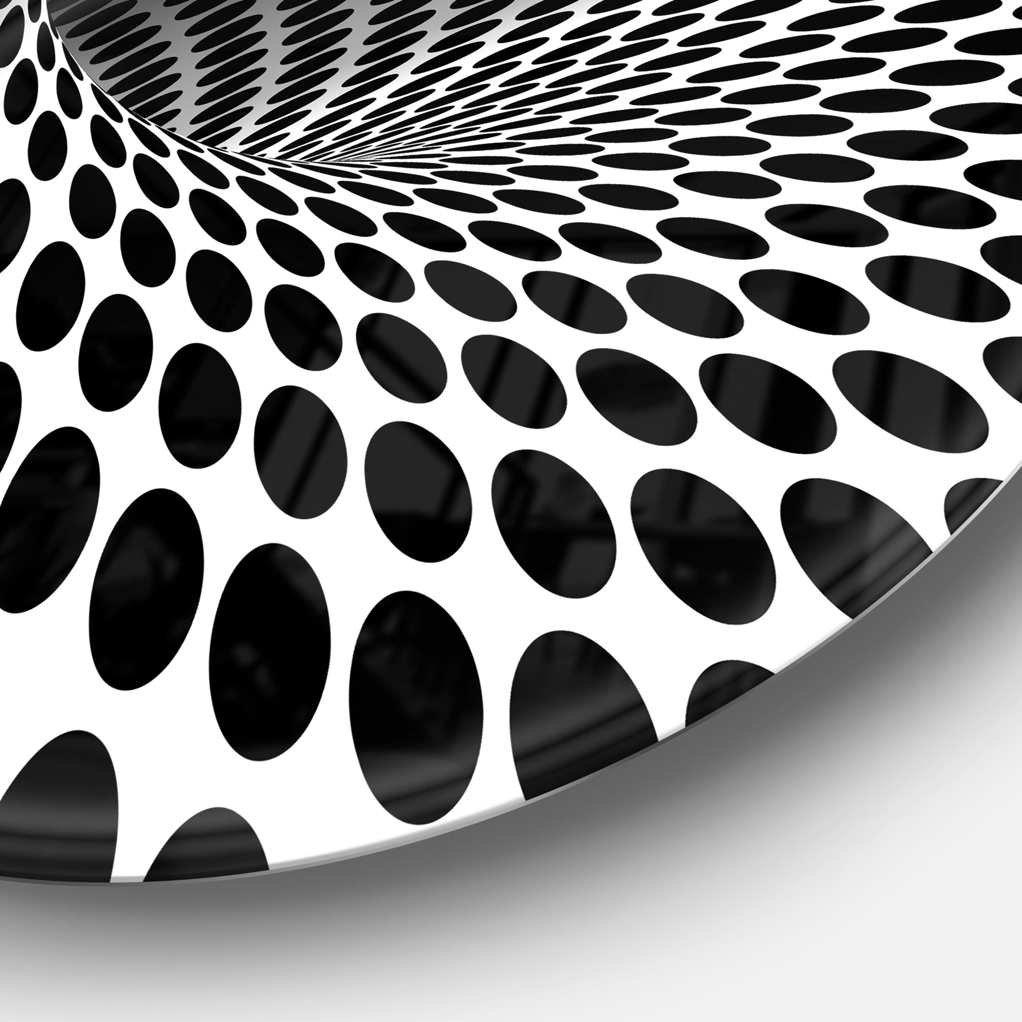 Waves and Circles Black n’ White' Abstract Circle Metal Wall Art