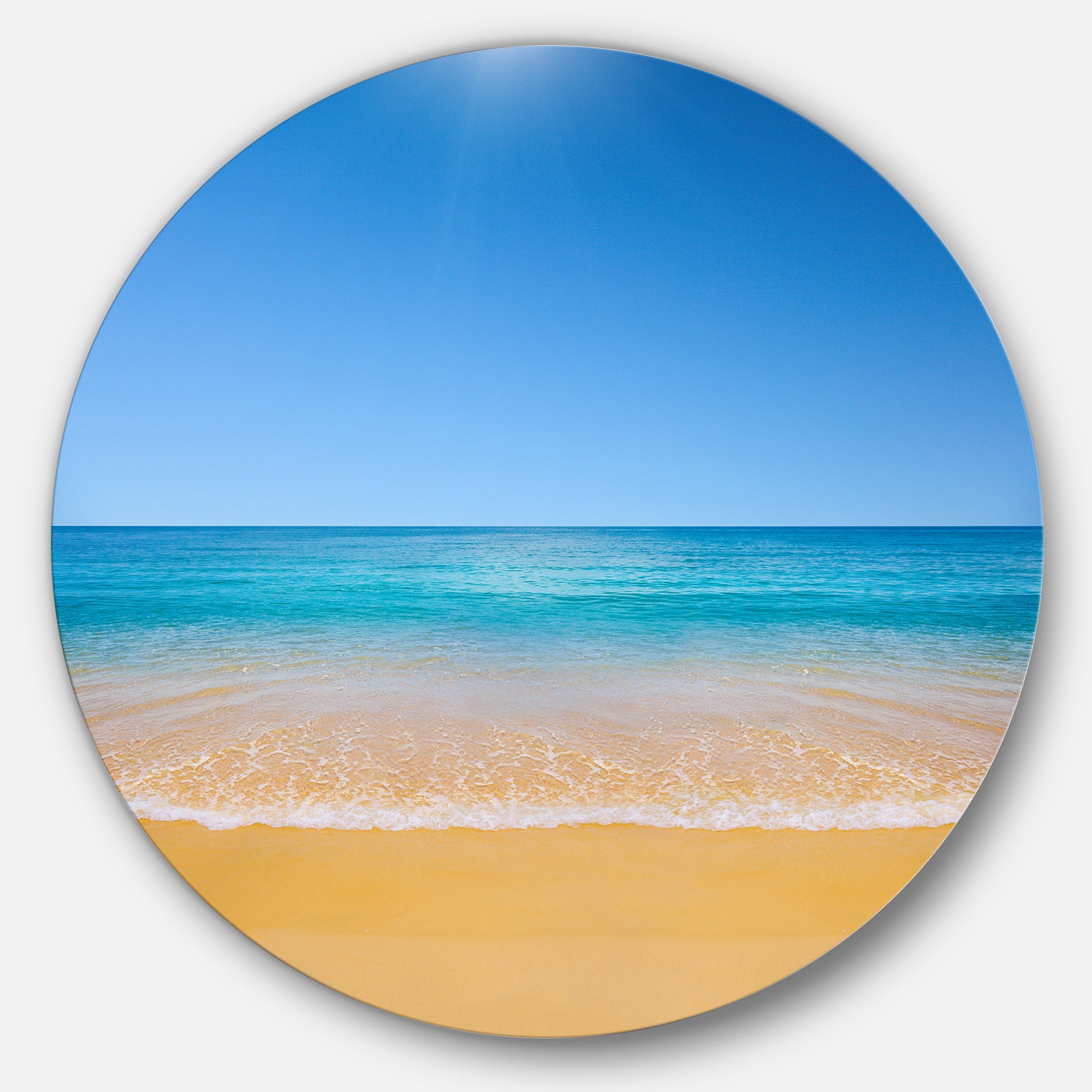 Dark View of Tropical Beach' Seashore Photo Circle Metal Wall Art