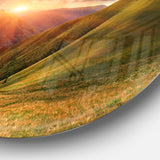 Sunrise Over Green Mountains' Landscape Photo Circle Metal Wall Art