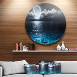Romantic Full Moon Over Sea' Seascape Circle Metal Wall Art