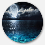 Romantic Full Moon Over Sea' Seascape Circle Metal Wall Art