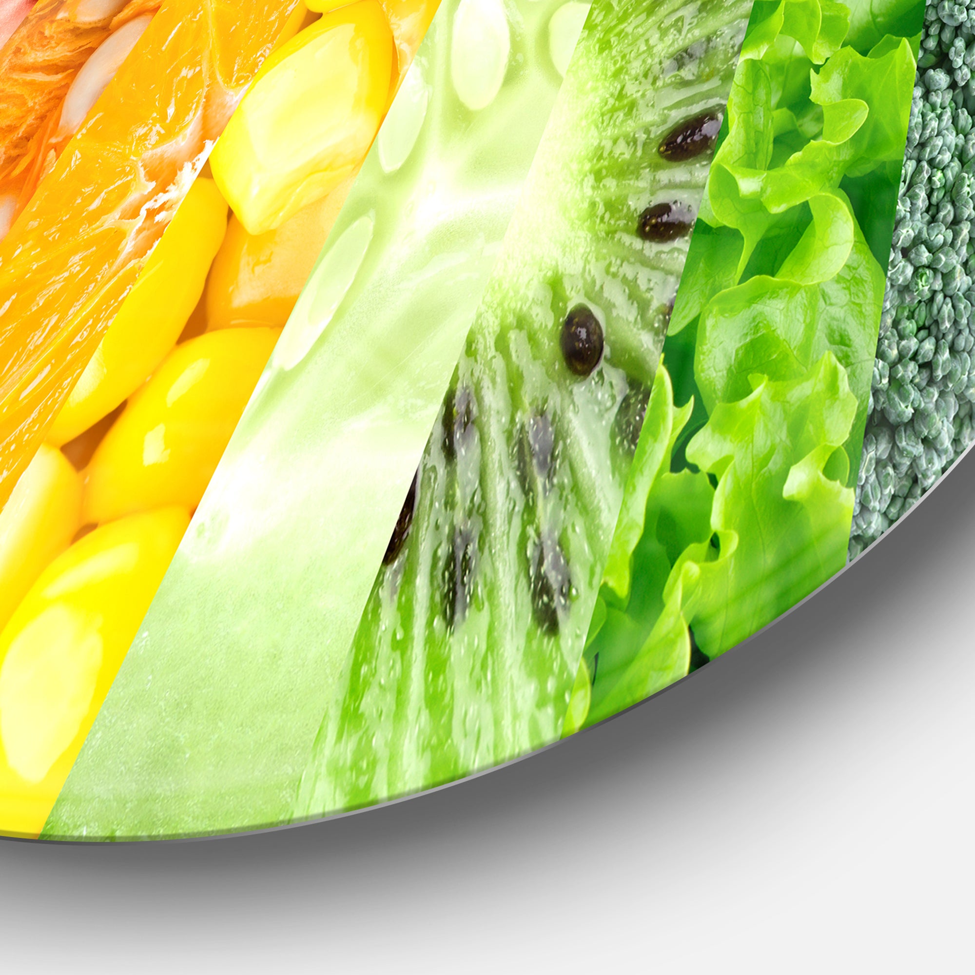 Fruits Berries and Vegie Collage' Floral Circle Metal Wall Art