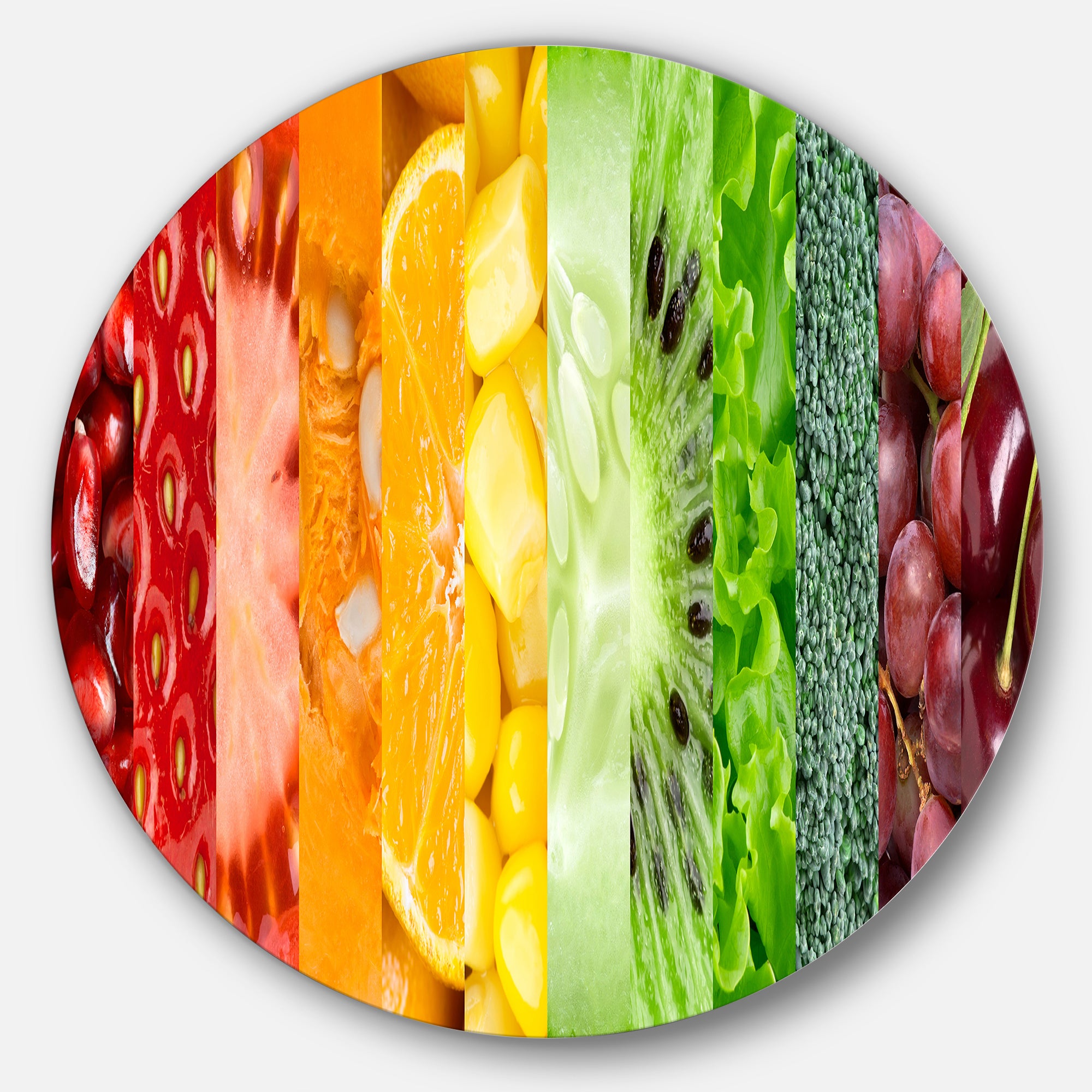 Fruits Berries and Vegie Collage' Floral Circle Metal Wall Art