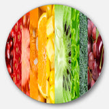 Fruits Berries and Vegie Collage' Floral Circle Metal Wall Art