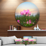 Blooming Lotus Flowers at Sunset' Floral Photo Circle Metal Wall Art
