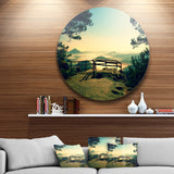 Full Moon Autumn Midnight' Landscape Photo Circle Metal Wall Art