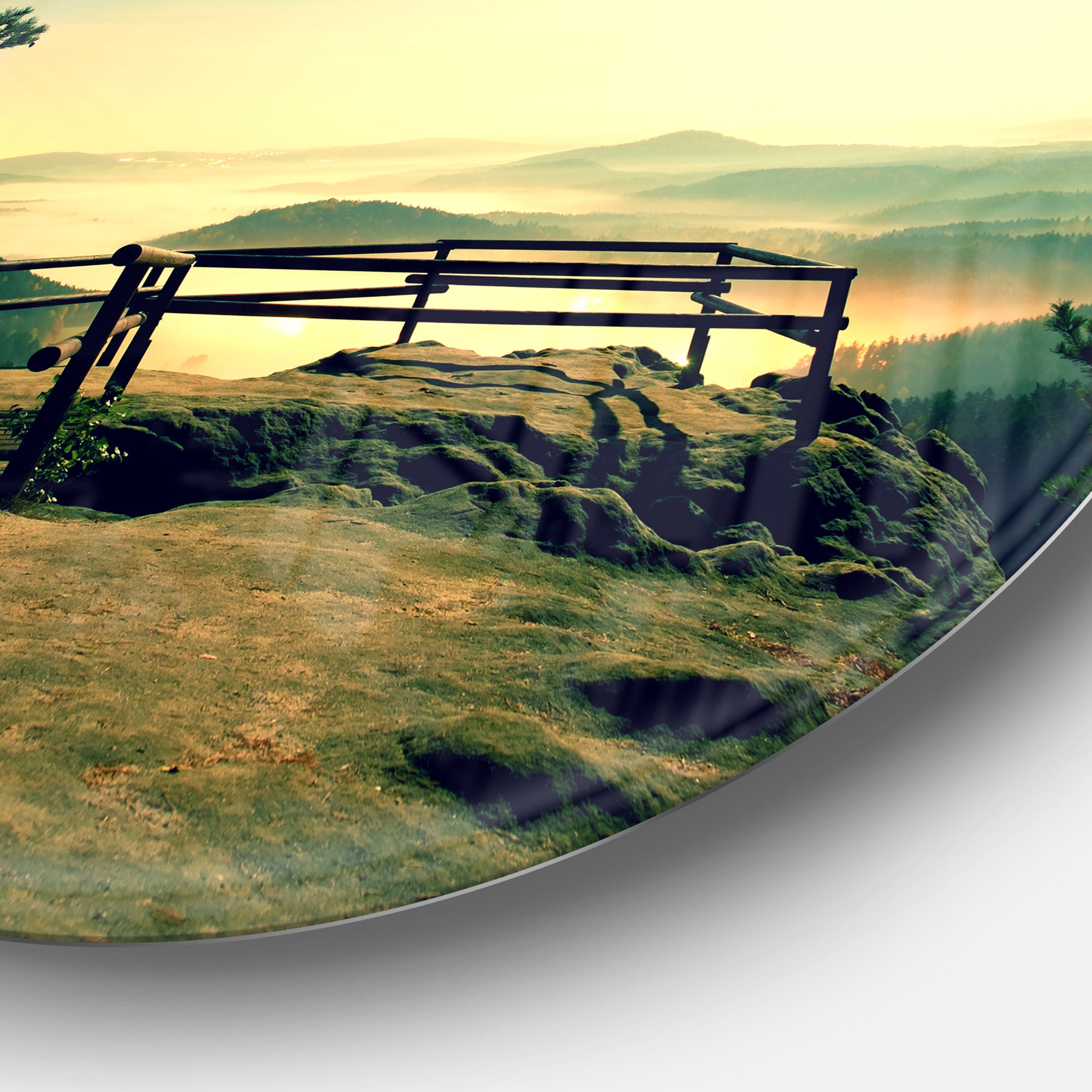 Full Moon Autumn Midnight' Landscape Photo Circle Metal Wall Art