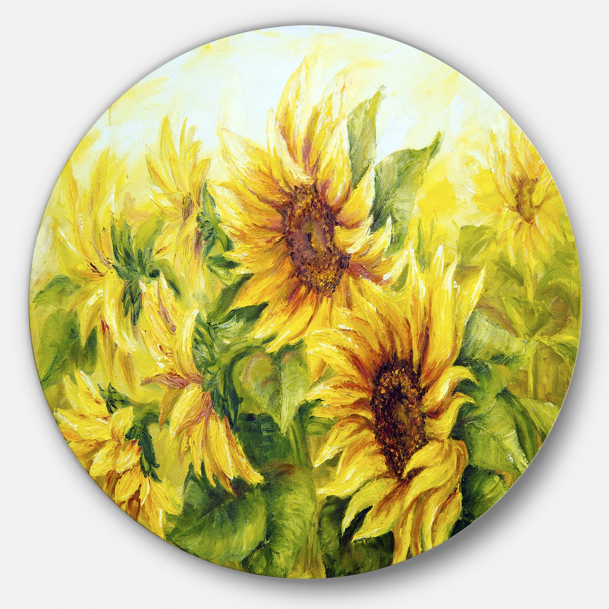 Bright Yellow Sunny Sunflowers' Floral Metal Artwork