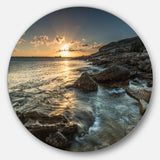 Sydney Beach with Bright Sunset' Ultra Vibrant Seascape Oversized Circle Wall Art