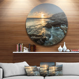 Sydney Beach with Bright Sunset' Ultra Vibrant Seascape Oversized Circle Wall Art