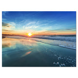 Blue Seashore with Distant Sunset Wall Art