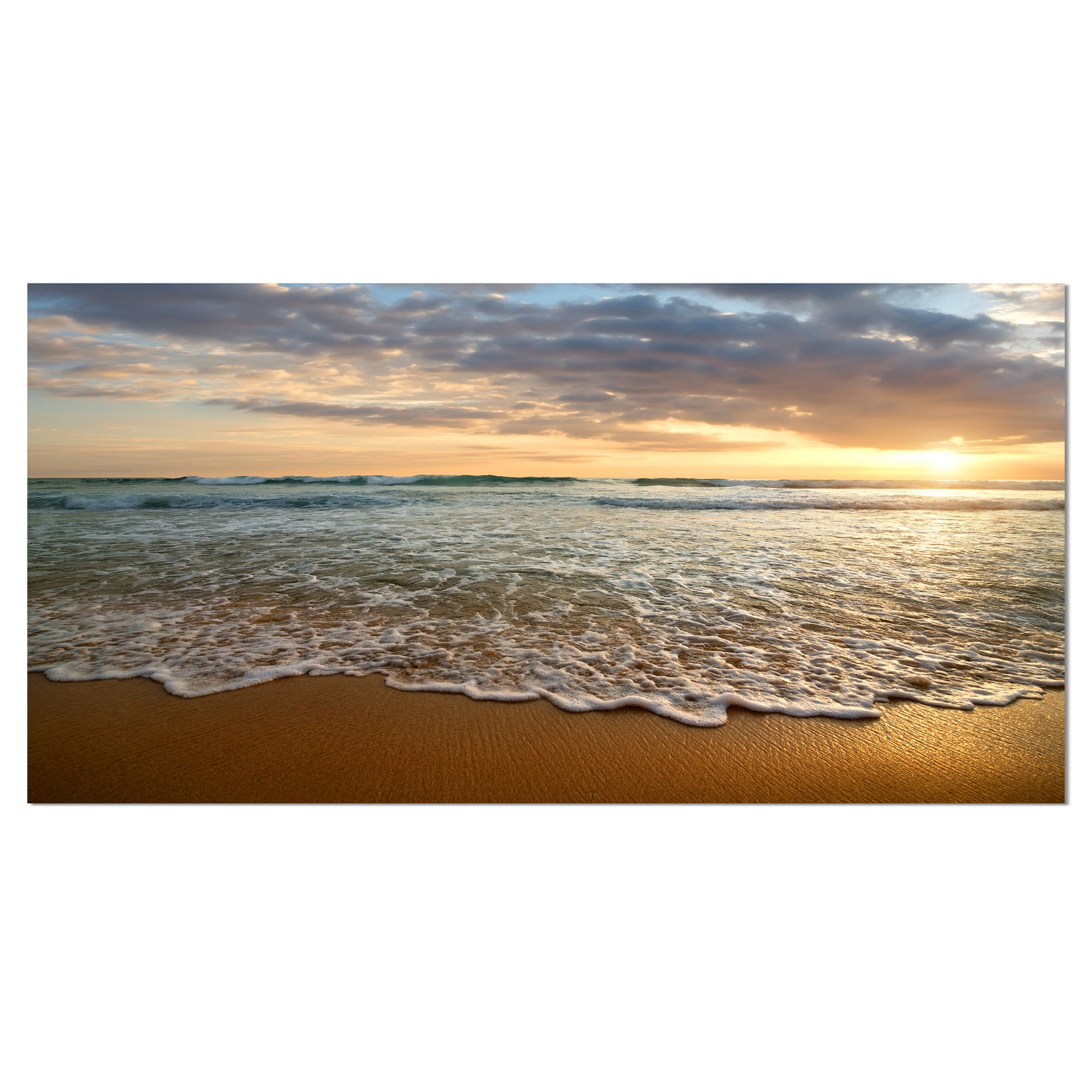 Bright Cloudy Sunset in Calm Ocean Wall Art