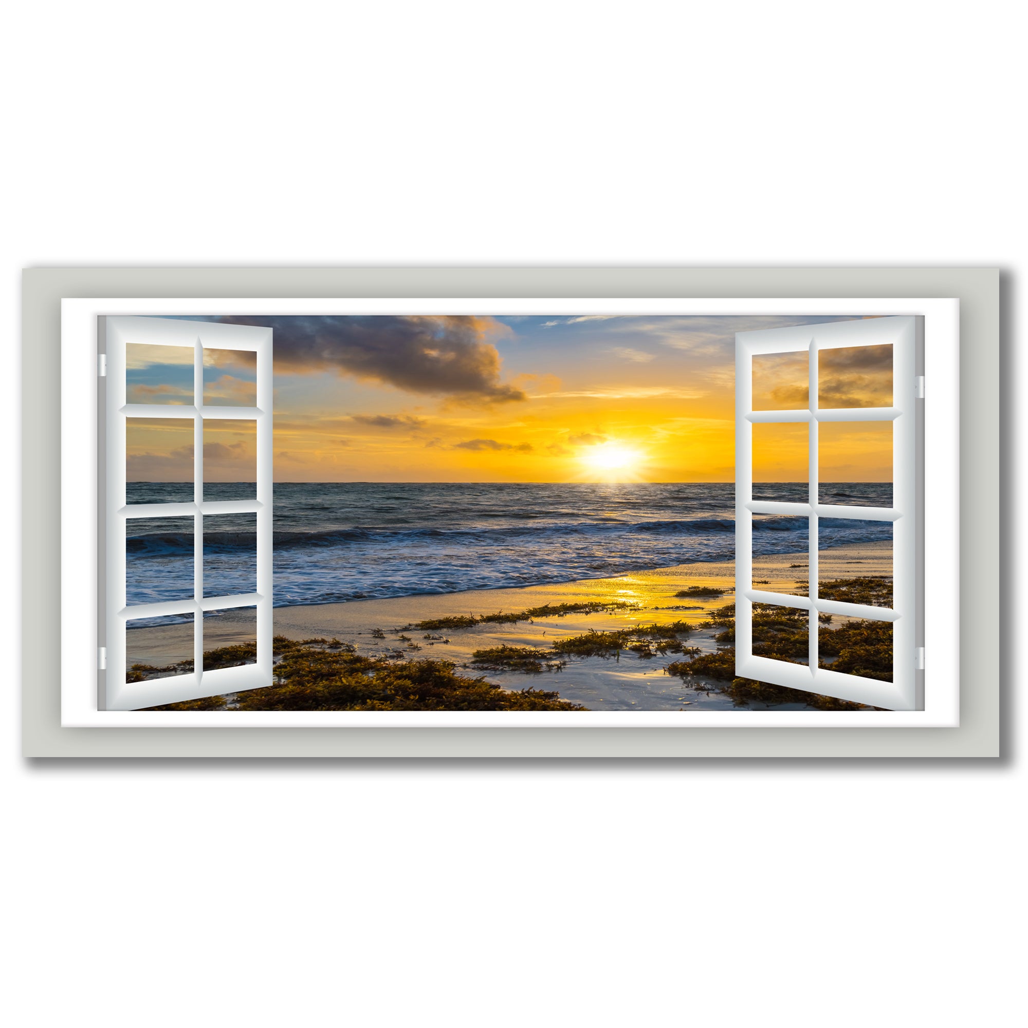 Open Window to Bright Yellow Sunset Wall Art