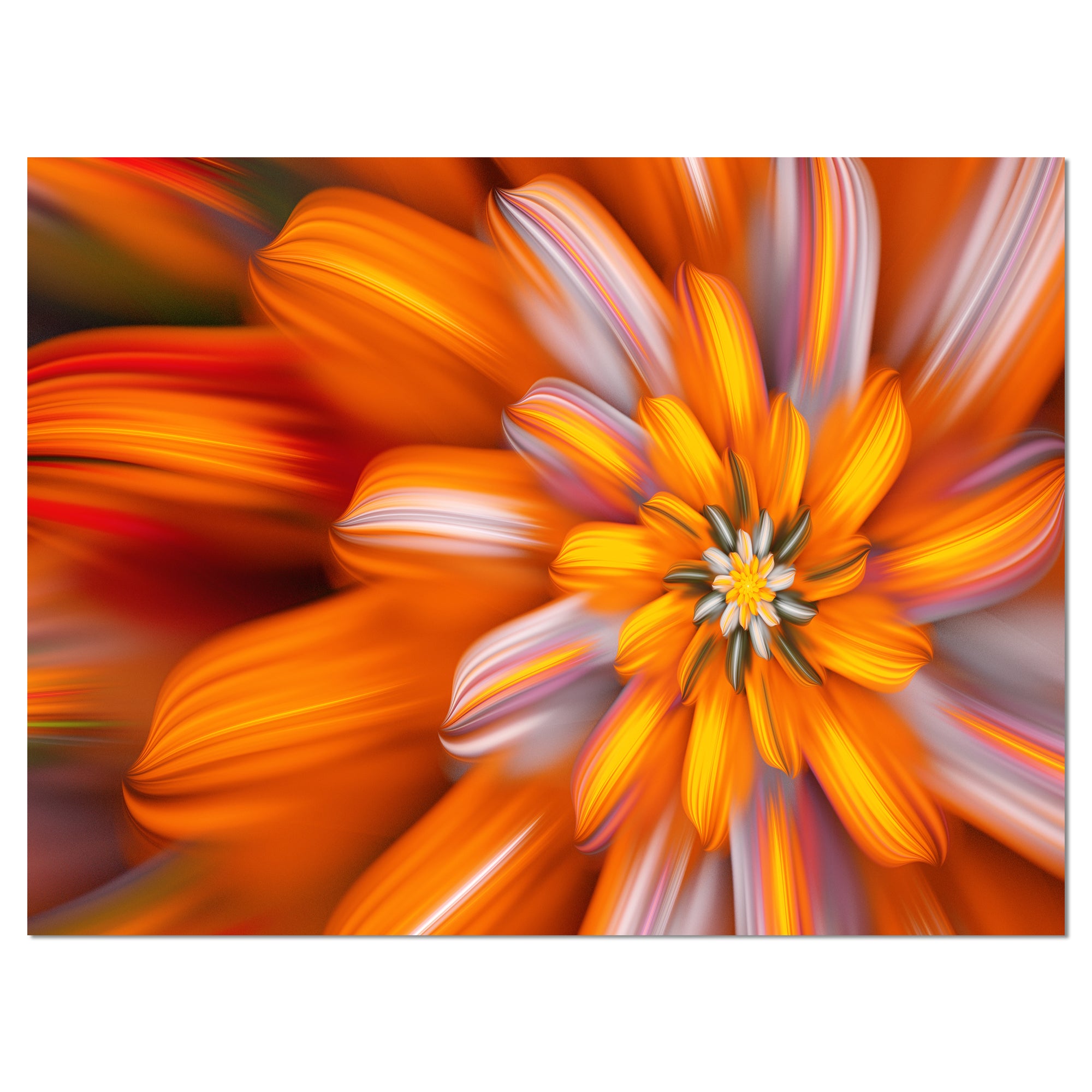 Massive Orange Fractal Flower Wall Art