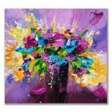Bright Bouquet Of Spring Flowers On Purple Background Wall Art