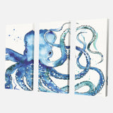 Designart 'Blue Deep Sea VIII' Coastal Premium Canvas Wall Art - 36x28 - 3 Panels
